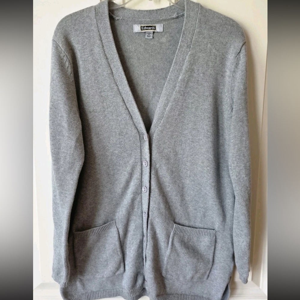 Vintage Gray V Neck Cadigan, Women's Size Medium